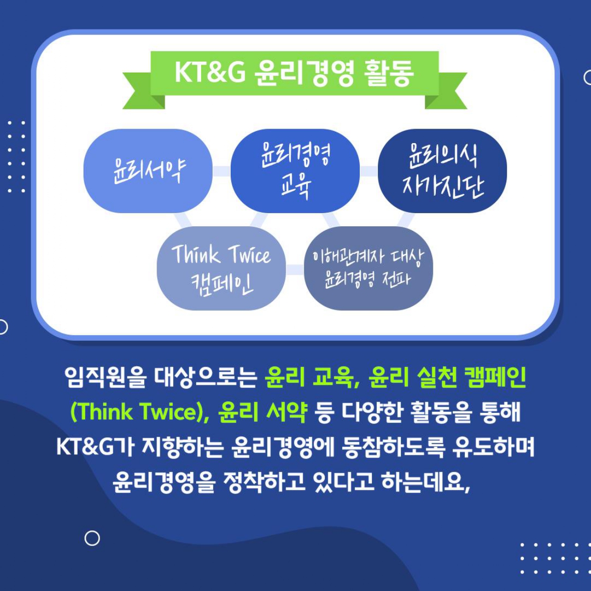 적극적인 윤리경영을 통해 차별화된 ESG 경영 실천