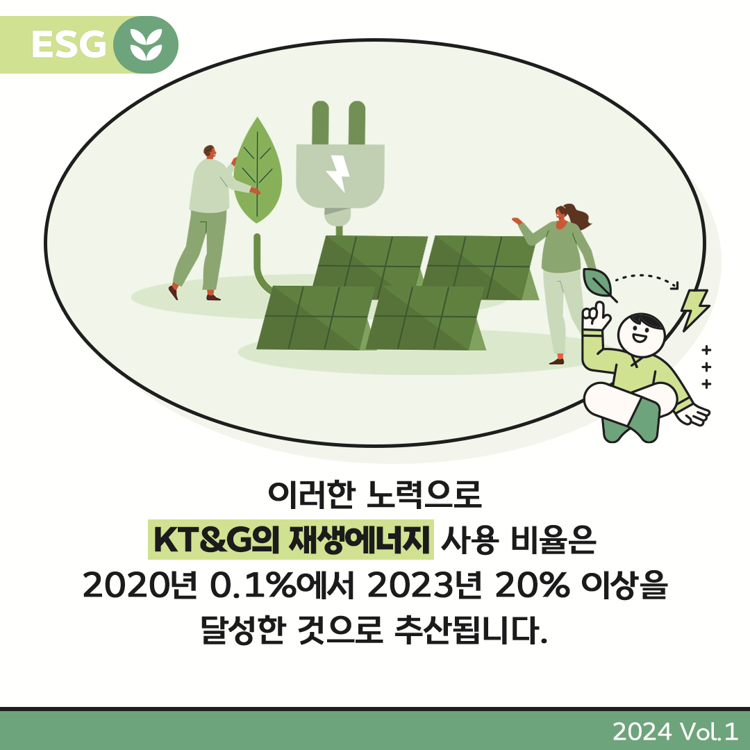 KT&G GREEN IMPACT를 바탕으로 재생에너지 사용에 앞장서고 있는 KT&G